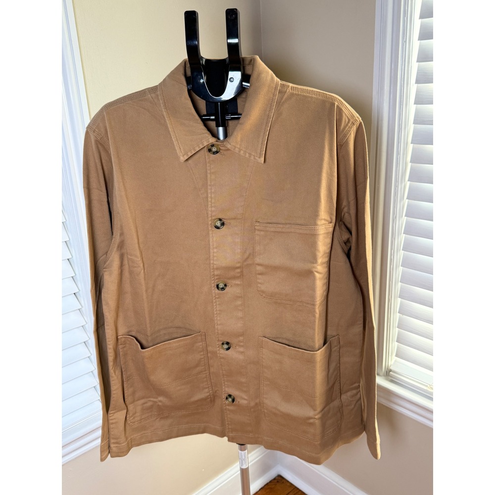 Quince Mens Organic Comfort Stretch Chore Jacket Tobacco Brown XL LB21843-CFL01